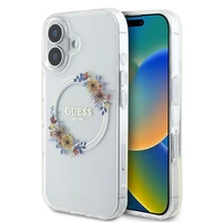 Guess IML Gėlių Vainikas Magnetinis dėklas telefonui iPhone 16 - skaidrus