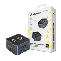 Hub USB-C 12 in 1 Wozinsky WHBC09Y8S daugiafunkcis, su belaidžio įkrovimo funkcija, aliuminis, su 15 cm laidu - pilkas