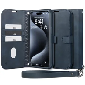 Spigen Wallet S Pro dėklas telefonui iPhone 15 Pro - tamsiai mėlynas