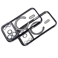 Bling Magsafe juodas dėklas telefonui iPhone 17 Pro Max