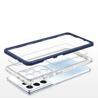 Clear 3in1 dėklas Samsung Galaxy S23 Ultra silikoninis dėklas su rėmeliu mėlynas