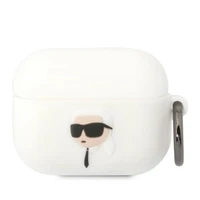 Karl Lagerfeld KLAPRUNIKH AirPods Pro dėklas balta/balta silikoninis Karl galvos 3D