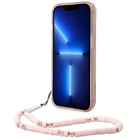 Guess GUHCP14MHGCOHP iPhone 14 Plus 6.7 "rožinis/rožinis kietas dėklas Translucent Pearl Strap
