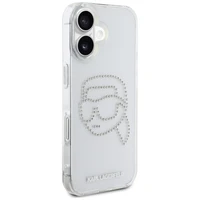 Karl Lagerfeld IML Rhinestones Karl Head Case dėklas telefonui iPhone 16 skaidrus