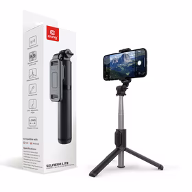 Crong SelfieGo Lite – Compact Bluetooth Selfie Stick Tripod (juodas)