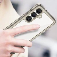 Kosmoso dėklas Samsung Galaxy S25 Edge su lanksčiu rėmu - pusiau permatomas, juodas