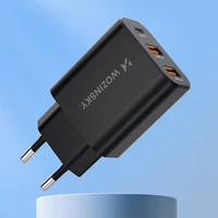 "Wozinsky" CWCUCUCB 30W USB-C / 2 x USB-A sieninis įkroviklis - juodas