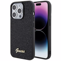 Guess Disko Metalinis Užrašas dėklas telefonui iPhone 15 Pro - juodas