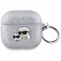 Karl Lagerfeld Monograma Karl & Choupette galvos dėklas AirPods 4 - sidabrinė