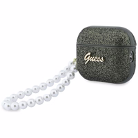 Guess Glitter Pearl Dirželis Dėklas for AirPods Pro 3 - juodas and Glitter