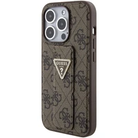 Guess dėklas telefonui su stovu Grip Stand 4G Triangle Strass iPhone 15 Pro Max - rudas