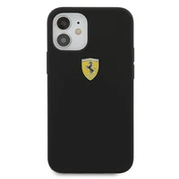 Ferrari FESSIHCP12SBK iPhone 12 mini 5.4" juodas/juodas kietas dėklas On Track Silicone