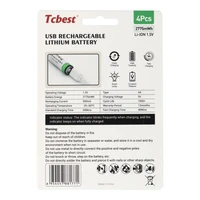 TCBEST įkraunama baterija R6 (AA) 1850 mAh su Type C lizdu + USB A kabelis iki 4 x Type C 4 vnt