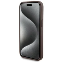 Guess 4G Metal Logo dėklas telefonui rinkinys iPhone 15 + 5000mAh Magnetinė išorinė baterija - ruda