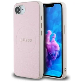 Guess Grained Ring MagSafe dėklas telefonui iPhone 16e - rožinė