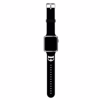 Karl Lagerfeld KLAWLSLCK Apple Watch dirželis 42/44 / 45mm juodas / juodas dirželis silikoninis Choupette Heads