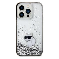 Karl Lagerfeld Liquid Glitter Choupette dėklas telefonui iPhone 14 Pro - permatomas