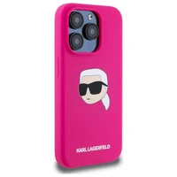 Karl Lagerfeld KLHMP15LSKHPPPLF iPhone 15 Pro 6.1" fuksijos/fuksijos kietas dėklas Silikoninis Karl galvos spaudinys MagSafe