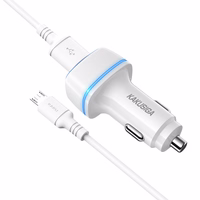 KAKU automobilinis įkroviklis KSC-528 Shengyu - 2xUSB - 2,8A su USB į Micro USB baltas