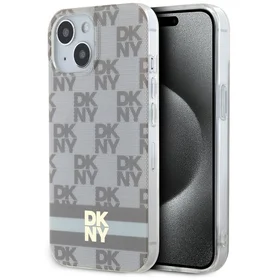 DKNY IML languotas mono raštas ir spausdintos juostelės Magnetinis dėklas iPhone 15 / 14 / 13 - smėlinė