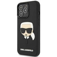 Karl Lagerfeld KLHCP14LKH3DBK iPhone 14 Pro 6.1 juodas kietasis dėklas 3D guminė Karlo galva