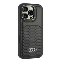 Audi Sintetinės odos Magnetinis iPhone 16 Pro 6.3" juodas/juodas kietas dėklas AU-TPUPCMIP16P-GT/D3-BK