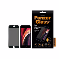 PanzerGlass E2E Super+ privatumo apsauginis stiklas iPhone 6 / 6s / 7 / 8 / SE 2020 / SE 2022 - su juodu rėmeliu