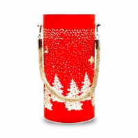 Christmas stiklas Lantern FCL-10 raudonas-auksinis L Forever Light