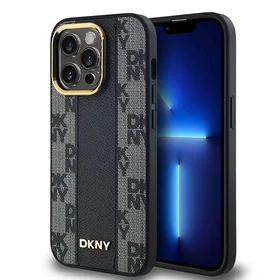 DKNY Odinis langeliais raštuotas magnetinis dėklas iPhone 13 Pro Max - juodas