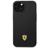 Dėklas telefonui Ferrari FEHCP14SSIBBK iPhone 14 6.1 juodas silikoninis metalinis logotipas