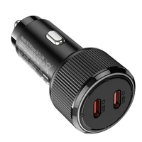 Automobilinis įkroviklis Hoco 2 x USB C QC PD 50W NZ14B juodas