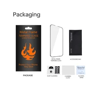 Apsauginis stiklas su metalo rėmu skirtas iPhone 16 Plus 6,7", juodas rėmas