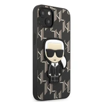 Karl Lagerfeld KLHCP13SPMNIKBK iPhone 13 mini 5.4" kietas dėklas juodas/juodas Monograma Ikonik Pleistras