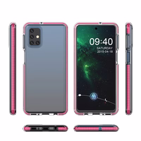 Spring Case skaidrus TPU gelis apsauginis dėklas su spalvotu rėmeliu Samsung Galaxy M31s šviesiai rožinė