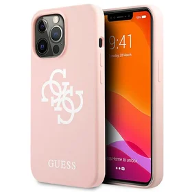 Guess silikoninis 4G logotipo dėklas telefonui iPhone 13 Pro Max 6.7" - rožinis