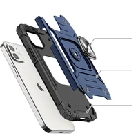 Wozinsky Ring Armor dėklas telefonui iPhone 14 šarvuotas dėklas su magnetiniu laikikliu mėlynas