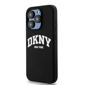 DKNY Skystas silikoninis baltas spausdintas logotipas magnetinis dėklas telefonui iPhone 13 Pro / 13 - juodas