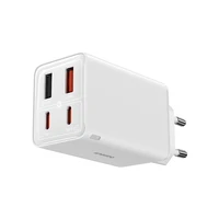 "Baseus GaN6 Pro" įkroviklis 65W 2 x USB-C 2 x USB-A su juodu USB-C kabeliu 100W 1m - baltas