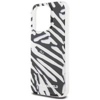 Karl Lagerfeld IML Zebra Pattern & Cord dėklas telefonui iPhone 15 Pro - juodas