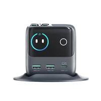 Joyroom Podix JR-TRD01 GaN 140W stalinis įkroviklis su 5 jungtimis ir dviem ištraukiamais laidais - pilkas