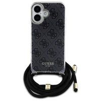 Guess Kryžminis Laidas 4G Spausdintas dėklas iPhone 16 - juodas