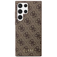 Guess GUHCS23LG4GFBR S23 Ultra S918 rudas/rudas kietas dėklas 4G Metalinis Auksinis Logotipas