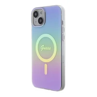 Guess IML Iridescent MagSafe dėklas iPhone 15 Plus - violetinis
