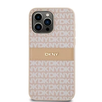 DKNY Odinis mono juosta ir metalinis logotipas dėklas telefonui iPhone 14 Pro Max - rožinis