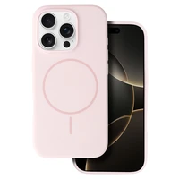 Magnetinis plonas silikoninis dėklas telefonui Iphone 16 Pro šviesiai rožinis