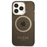 Guess Gold Outline permatomas Magnetinis MagSafe dėklas telefonui iPhone 13 Pro / iPhone 13 - juodas