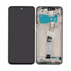 Ekranas Xiaomi Redmi Note 9 Pro/Note 9S su lietimui jautriu stikliuku ir rėmeliu White originalus (service pack)
