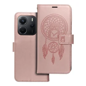 MEZZO knygos dėklas XIAOMI Redmi Note 14 5G sapnų gaudyklė rožinis auksas