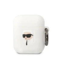 Karl Lagerfeld KLA2RUNIKH AirPods 1/2 dėklas balta/balta silikoninis Karl galvos 3D