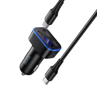 Automobilinis įkroviklis Hoco su LCD ekranu 2xUSB A + 1xUSB C PD QC3.0 42W Z63A juodas